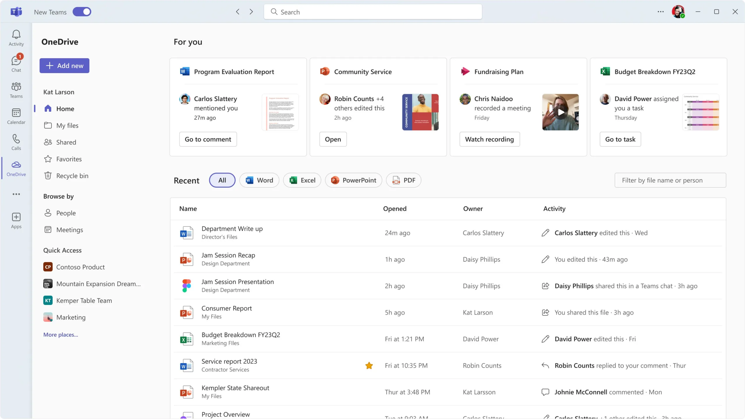 Microsoft OneDrive interface showing folders and cloud storage features.