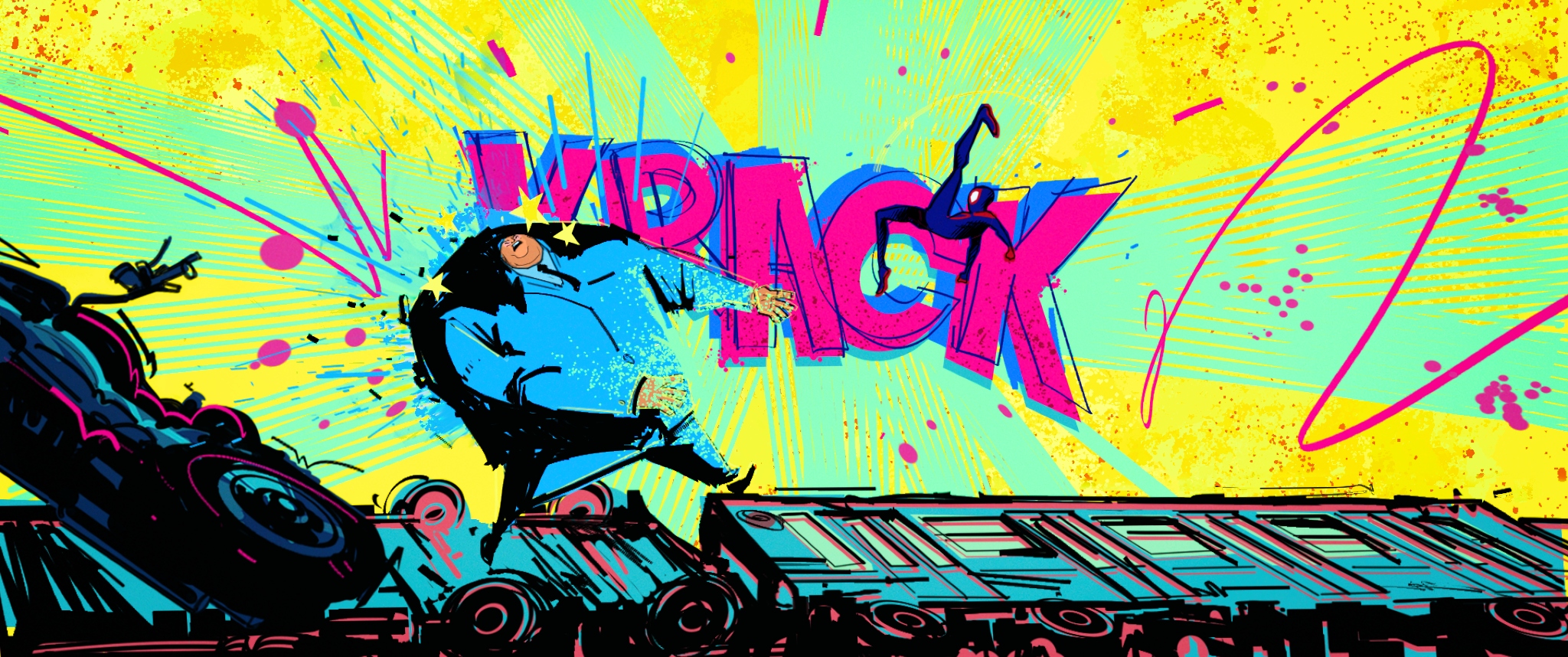 Comic-book-inspired "WHACK!" visual effect from Spider-Man: Into the Spider-Verse.